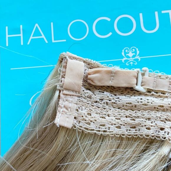 Halocouture Halo Hair Extensions 16 inch Original F112 Warm Blonde w/ Highlights - Picture 5 of 10